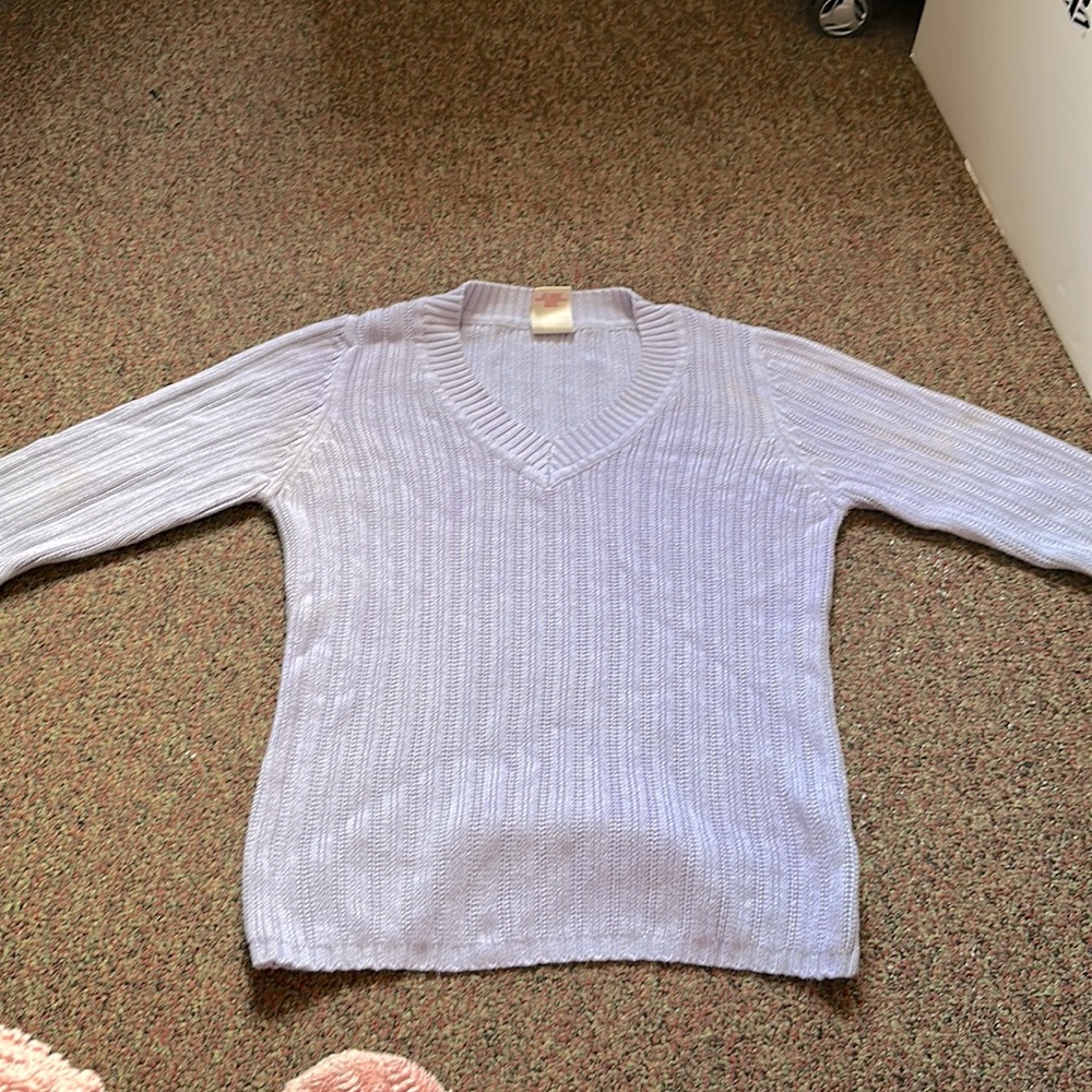 Faded purple knitted sweater. Warm.